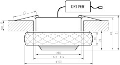 SS-35 AL/TR 3W LED COB 230V OPR. STROP. STAŁA OKRĄGŁA SZLIFOWANA SZKŁO TRANSPARENTNE 2228938