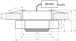 SS-34 AL/TR 3W LED COB 230V OPR. STROP. STAŁA ZAOKRĄGLONA SZKŁO TRANSPARENTNE 2228860