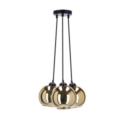 Trio lampa wisząca czarny 3x60w e27 klosz złoty 33-11961