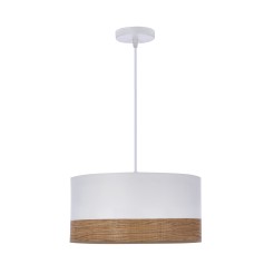 Bianco lampa wisząca biały 1x40w e27 abażur biały+orzechowy 31-17536