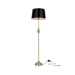 Prima gold lampa podłogowa złoty satynowy 1x60w e27 abażur czarny 51-09258