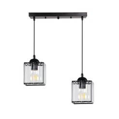 GLASSIA LAMPA WISZĄCA CZARNY 2X40 E27 KLOSZ CZARNY+KRYSZTAŁY BEZBARWNE 32-21113