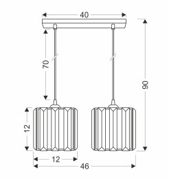 GLASSIA LAMPA WISZĄCA CZARNY 2X40 E27 KLOSZ CZARNY+KRYSZTAŁY BEZBARWNE 32-21113