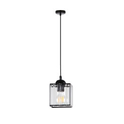 GLASSIA LAMPA WISZĄCA CZARNY 1X40 E27 KLOSZ CZARNY+KRYSZTAŁY BEZBARWNE 31-21106