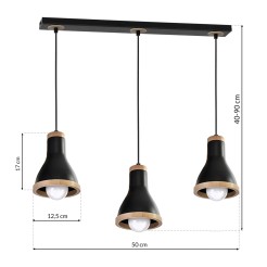 Lampa wisząca HOLLY BLACK / WOOD 3xE27 60W MLP6256