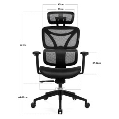 LEVANO SYSTEM Fotel ergonomiczny Control Series Czarny LV0654