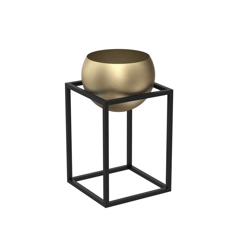 flower stand black with gold  round pot 513x290x290 9010