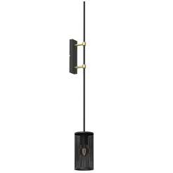 wall lamp with fence shade "long" black/brass 1 0725