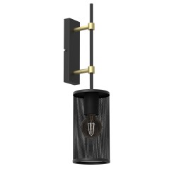 wall lamp with fence shade "short" black/brass 1 0726