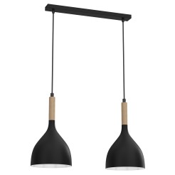 żyrandol line  black/natural wood 2 3730