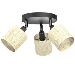 spot Rattan plate dia 200 black, shade dia 100, h 100, 3xE27 5297