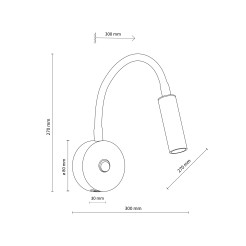 LAGOS BLACK/GOLD KINKIET 1 USB 10201