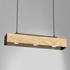 żyrandol  black/natural wood 3xGU10 1644