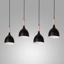 żyrandol line  black/natural wood 4 1876