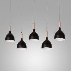 żyrandol line  black/natural wood 5 1877