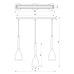 żyrandol line bar  white/natural wood 3 3173