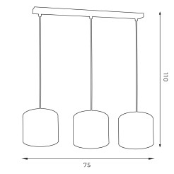 żyrandol  listwa, white, cylinder shade dia 180, h 150 white 3 3429