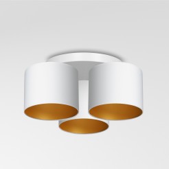 plafon  white, cylinder shade white/gold 3 3443