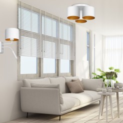 plafon  white, cylinder shade white/gold 3 3443