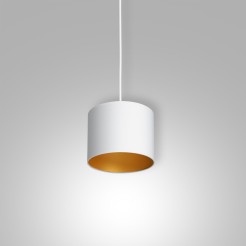 żyrandol  white, cylinder shade dia 180, h 150 white/gold 1 3445