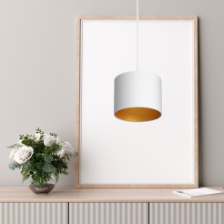 żyrandol  white, cylinder shade dia 180, h 150 white/gold 1 3445