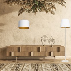 żyrandol  white, cylinder shade dia 250, h 170 white/gold 1 3446