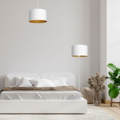 żyrandol  white, cylinder shade dia 400, h 250 white/gold 1 3447