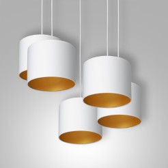 żyrandol  talerz dia 440, cylinder white, shade dia 180, h 150 white/gold 5 3450