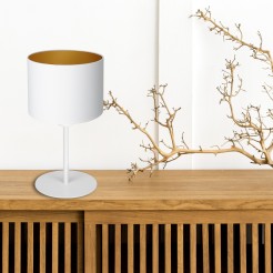 lampka gab.  H 34 white, cylinder shade dia 180, h 150 white/gold 1 3451