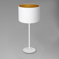 lampka gab.  H 58 white, cylinder shade dia 250, h 170 white/gold 1 3452