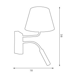 kinkiet  G9+E27 white, cone shade dia 130/200, h 150 white/gold 2 3456