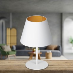 lampka gab.  H 34 white, cone shade dia 130/200, h 150 white/gold 1 3457