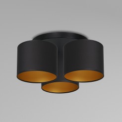 plafon  black, cylinder shade black/gold 3 3488