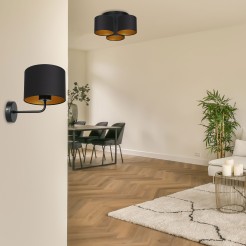 plafon  black, cylinder shade black/gold 3 3488