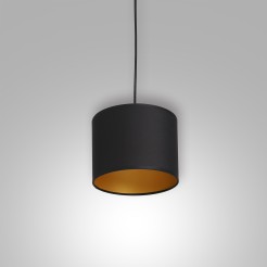 żyrandol  black, cylinder shade dia 180, h 150 black/gold 1 3490