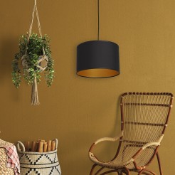 żyrandol  black, cylinder shade dia 250, h 170 black/gold 1 3491