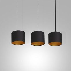 żyrandol  listwa, black, cylinder shade dia 180, h 150 black/gold 3 3493