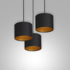 żyrandol  talerz dia 300, black, cylinder shade dia 180, h 150 black/gold 3 3494