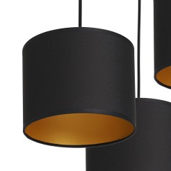 żyrandol  talerz dia 300, black, cylinder shade dia 180, h 150 black/gold 3 3494