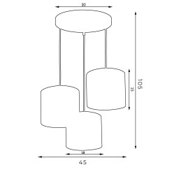 żyrandol  talerz dia 300, black, cylinder shade dia 180, h 150 black/gold 3 3494