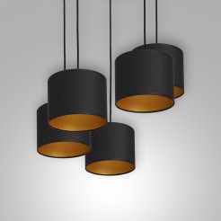 żyrandol  talerz dia 440, black, cylinder shade dia 180, h 150 black/gold 5 3495