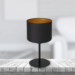 lampka gab.  H 34 black, cylinder shade dia 180, h 150 black/gold 1 3496