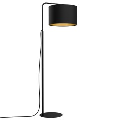 lampa podł.  ramię, black, cylinder shade dia 400, h 250 black/gold 1 3499