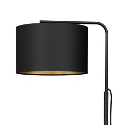 lampa podł.  ramię, black, cylinder shade dia 400, h 250 black/gold 1 3499