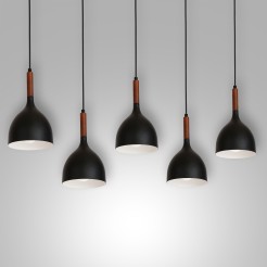 żyrandol line  black/dark wood 5 3708