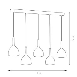 żyrandol line  black/dark wood 5 3708