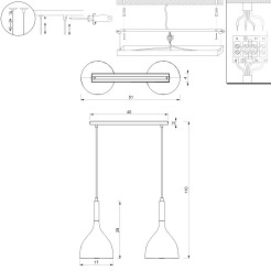 żyrandol line  black/natural wood 2 3730