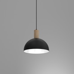 żyrandol  metal shade dia 300 black/wood 1 3889