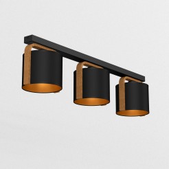 plafon line bar  black/wood (black/gold cylindric shade 2932) 3 4128