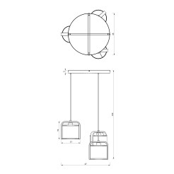 żyrandol plate 300  black/wood (black/gold cylindric shade 2932) 3 4131